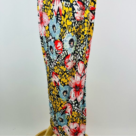 Anthropologie Elyse Floral Byas Cut Slip Dress Side Slit Midi Dress Size XS - Picture 9 of 12